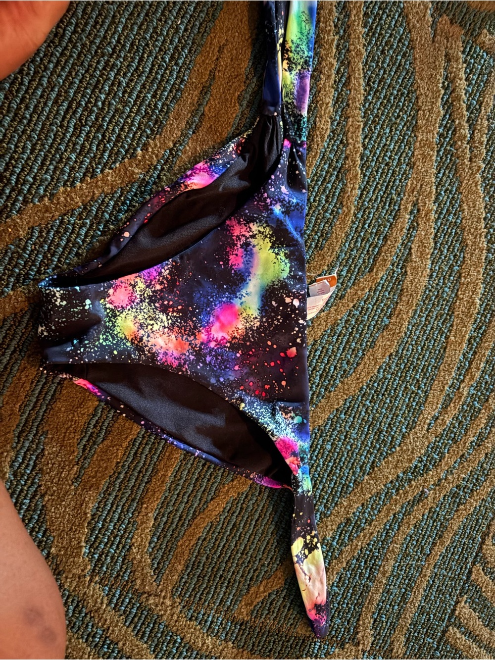 NOBO Kids Black Galaxy Print Bikini Bottoms with Neon Accents
